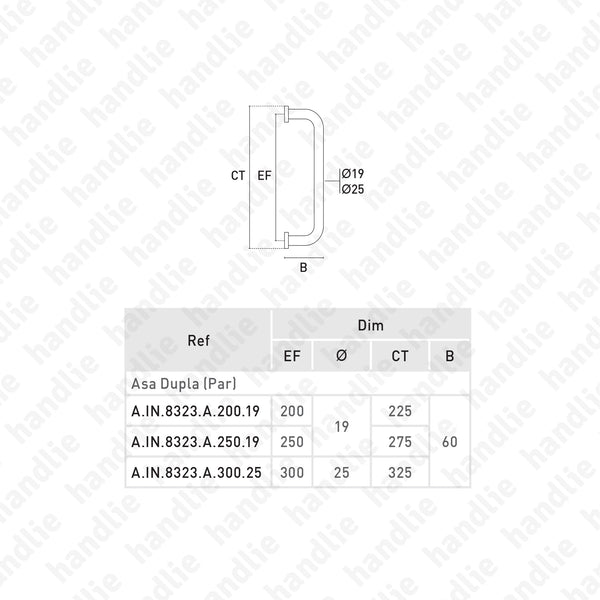 A.IN.8323.A - Back to back pull handle for doors - Stainless Steel