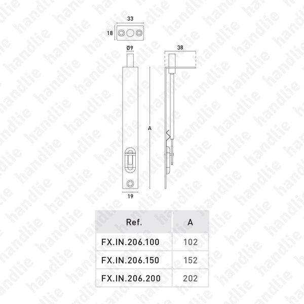 FX.IN.206 - Flush bolt - Stainless Steel