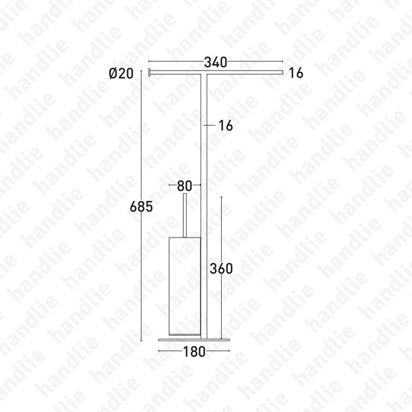 WC.9105 - Toillet tower rail with roll holder and brush holder