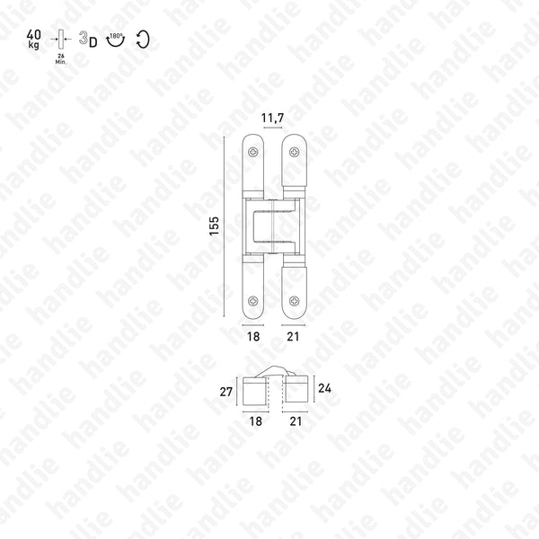 117.3D -  3D Concealed hinges - Load capacity 40Kg