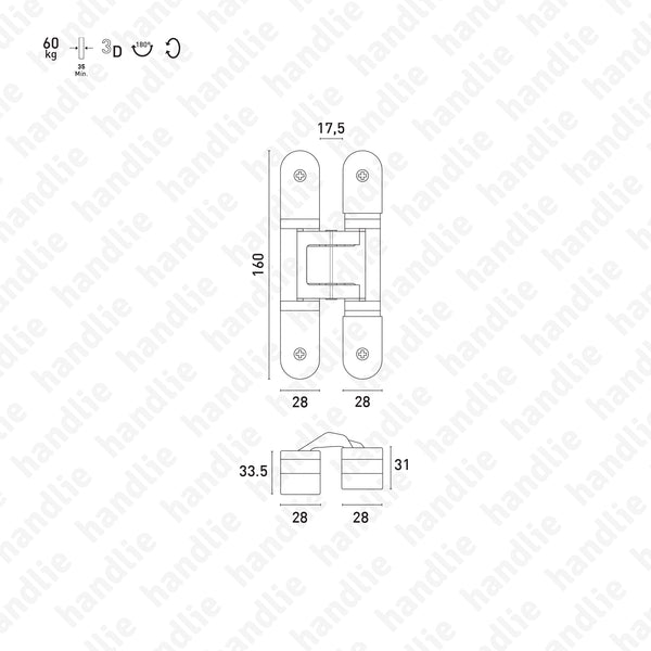 118.3D -  3D Concealed hinges - Load capacity 60Kg