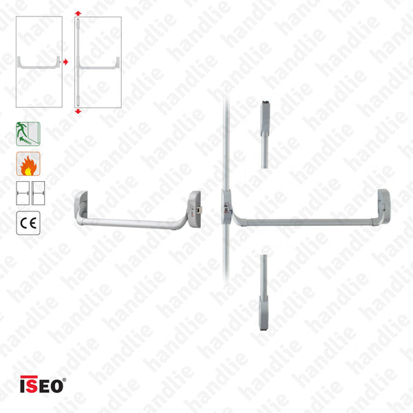 IDEA BASE - Vertical Bolts and Panic Bar - 3 locking points - 2 Leaves - Metal Grey