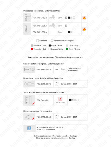 IDEA BASE - Vertical bolts - Panic bar with 2 and 3 vertical locking points - Metal Grey
