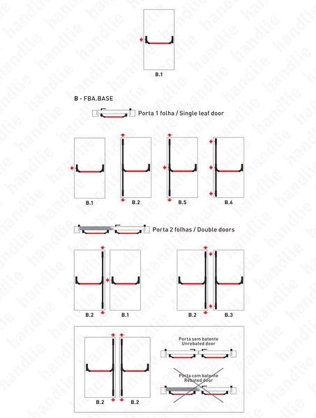 IDEA BASE - Rim panic bar with 1 locking point - Red