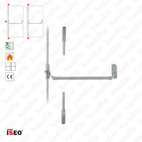 IDEA BASE - Vertical bolts - Panic bar with 2 and 3 vertical locking points - Metal Grey