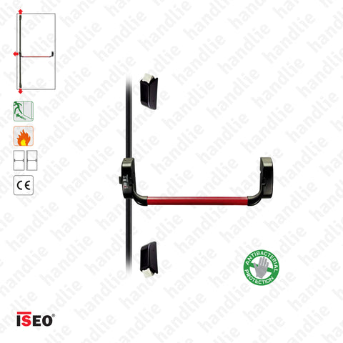 IDEA BASE - Vertical bolts - Panic bar with 3 vertical locking points - Red
