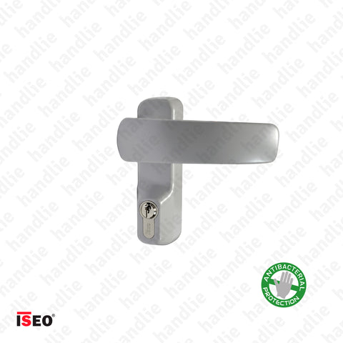 TRIM 9401.11007T - Grey turning lever handle with cylinder (key) for ISEO/IDEA panic bars