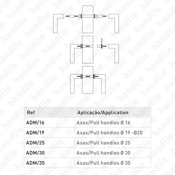 ADM - Fitting kit - Back to back pull handle / Wooden doors / Aluminium doors fixing