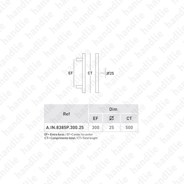 A.IN.8385P - Back to back pull handle for doors - STAINLESS STEEL