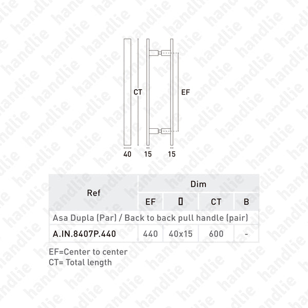 A.IN.8407P - Back to back pull handles for doors - STAINLESS STEEL