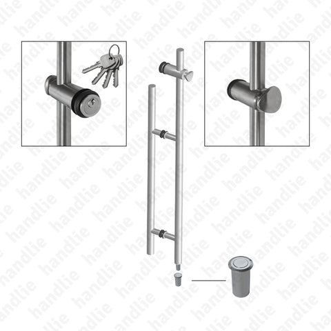 A.IN.8413P.850 - Back to back pull handle with lock for doors - Stainless Steel