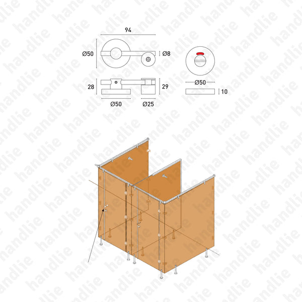 ASM.826 - WC turn and release with indicator - Stainless Steel