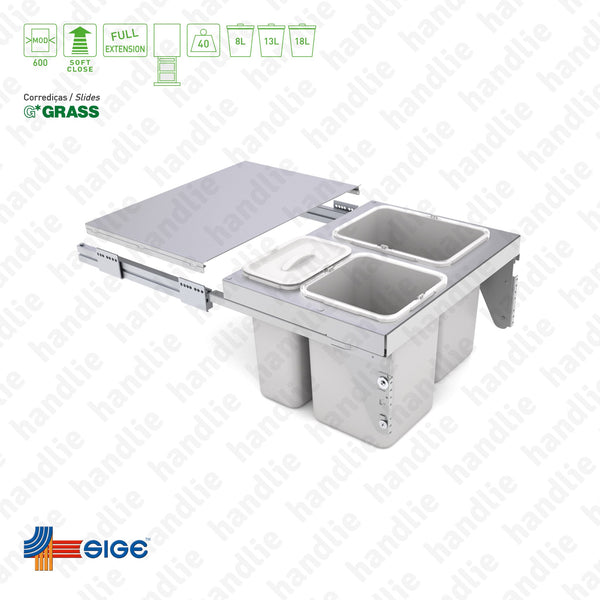 BL.575 - Bin with full extension slide and fixed shelf