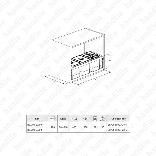 BL.700.B - Bin with full extension slide