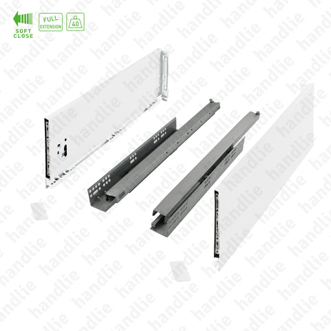 CL.190.1.185 - H.185 - SPM SLIM SLIDE - WHITE - Sides with Soft-Close slides for drawers and pull-outs / Full extension slide / 40kg
