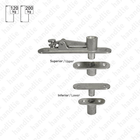 IN.05.197 - Pivots for single or double action doors - 200kg - Stainless Steel
