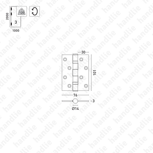 D.8022/100 - Butt Hinge - Stainless Steel