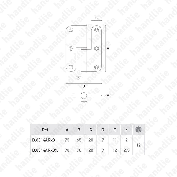 D.8314AR - Hinge with round leaves - Stainless Steel