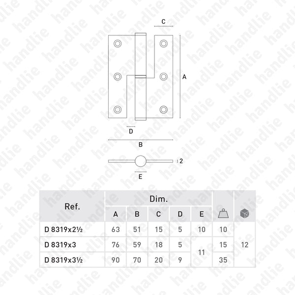 D.8319 - Lift Off Hinge - Stainless Steel