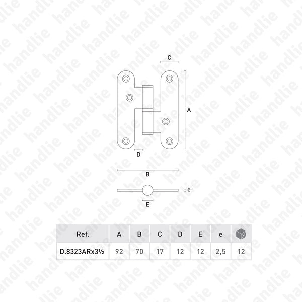 D.8323.AR - Hinge with round leaves - Stainless Steel