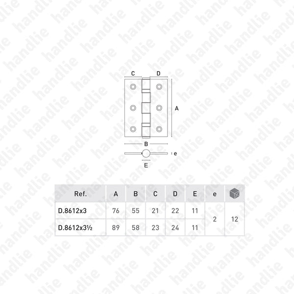 D.8612 - Butt Hinge - Stainless Steel