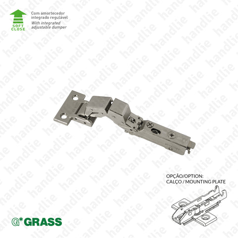 D.GRA.F029.140.331 - "TIOMOS" M0 hinge, 125º - Hinge without cup - With soft-close - 4D Adjustment | GRASS