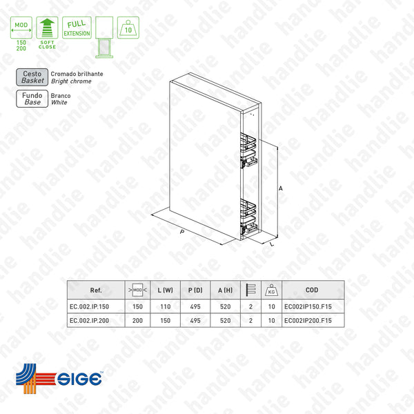 EC.002.IP - Multipurpose base pull-out for bottles / detergents for front door application