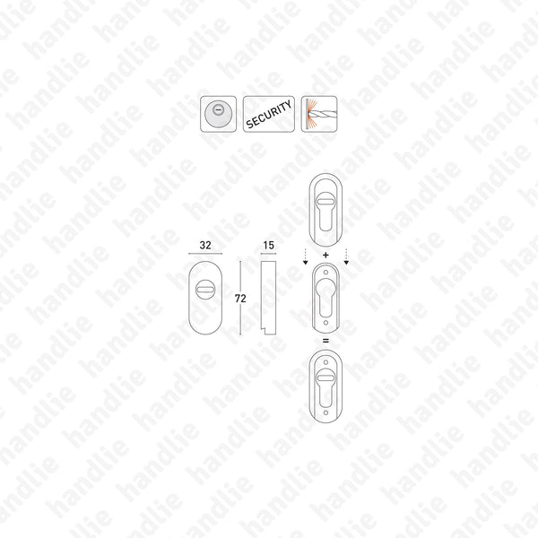 IN.04.33.S - Integral security escutcheon for euro cylinder - 316 Stainless Steel