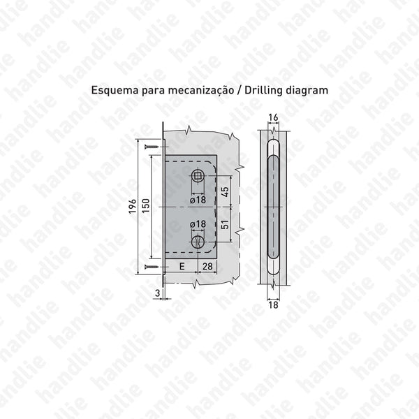 F.110.91.01.R - Mediana Polaris - Magnetic mortise lock with key