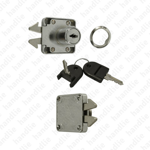 F.202.A with hooks - Rim lock with cylinder and hooks for cabinets with sliding doors