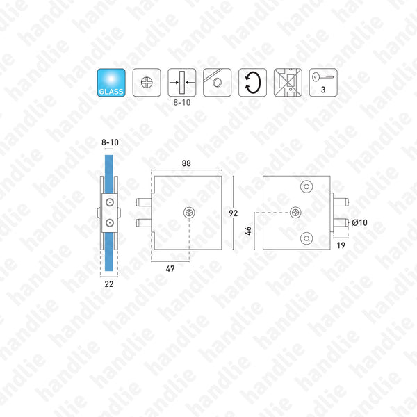 F.300V.6.05 - Lock for glass door