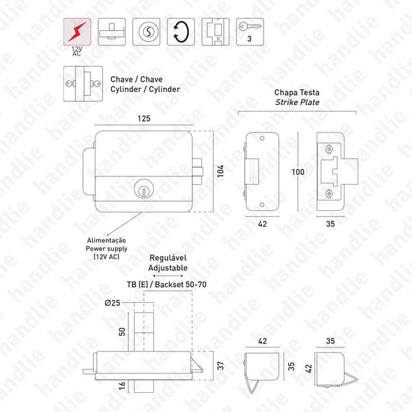 F.5011.D96 - Electric rim lock key / key