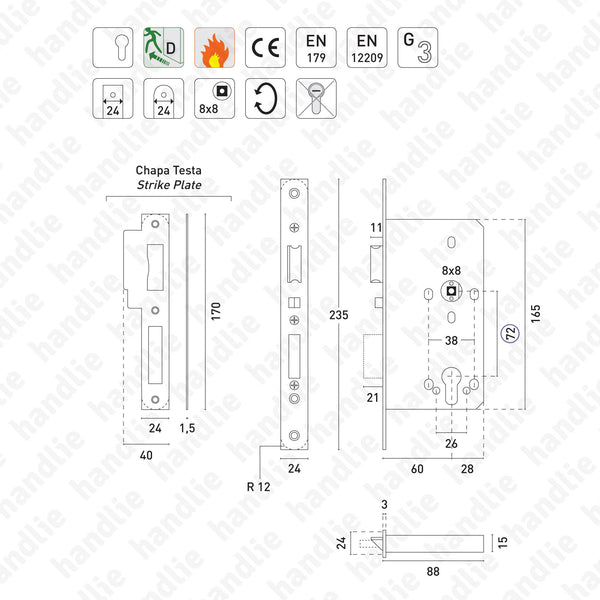 F.565.I.R - Panic / Fireproof lock (Split follower / D function)