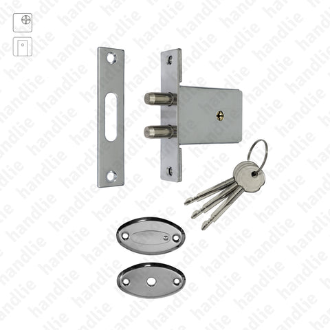 F.630.6.05 - Mortise lock with cross key cylinder - Stainless steel