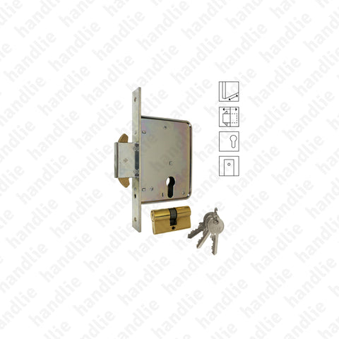 F.794.7.03 - Mortise lock with strong sliding deadbolt with hooks for euro cylinder