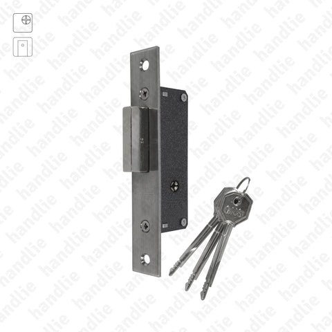 F.979.6.05 - Mortise lock with cross key cylinder - Stainless Steel