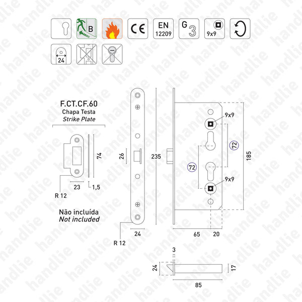 CF.60 - Panic / Fireproof lock (Split follower / B function)