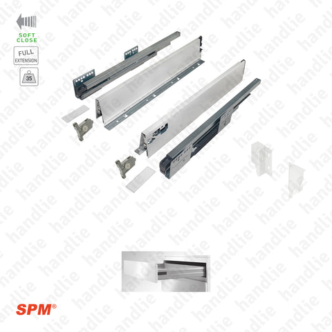 CL.181.1.00 - H.86 - SPM QUICK SLIDE - WHITE - Sides with Soft-Close slides for drawers and pull-outs / Full extension slide / 35kg