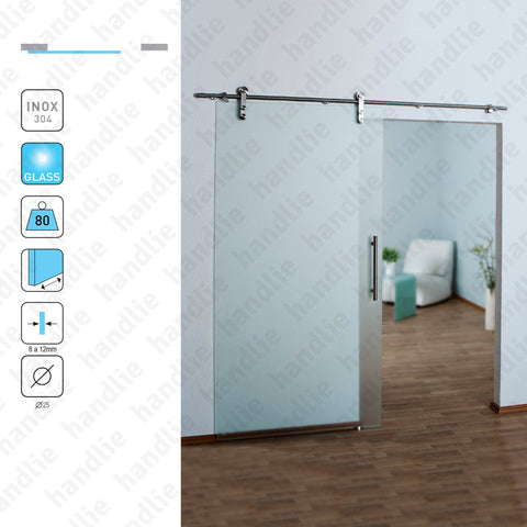 SC.KIT.IN.110/2000 - Stainless steel system for dividers and passage sliding glass doors - up to 80Kg per leaf - Doors 1m