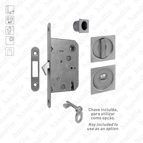 KIT F.40 - Lock Kit with flush handles with Knob + Emergency Release