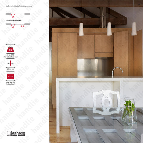 PLICAT L TIMBER: SF-50 D - Sliding door systems for wooden furniture and wardrobes / Foldable doors - Up to 50Kg per leaf pair | SAHECO