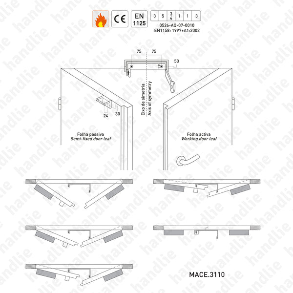 MACE.3110 - Universal door coordinator with swivel arm for double doors