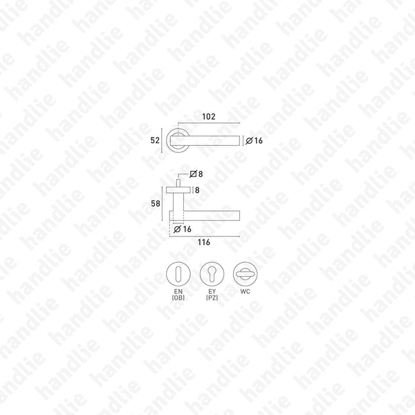 P.IN.8169 - Lever handle pair - Stainless Steel