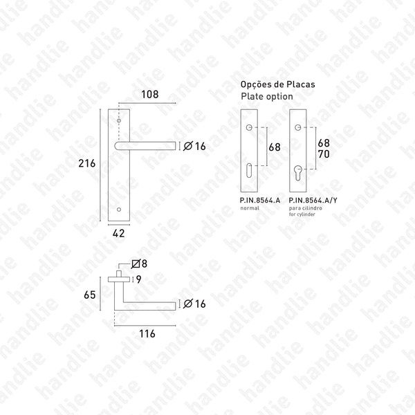 P.IN.8564.A - Lever handle pair - Stainless Steel