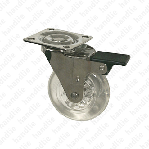 R.139 - Swivel castor with brake - Ø50 / Ø75 - Transparent