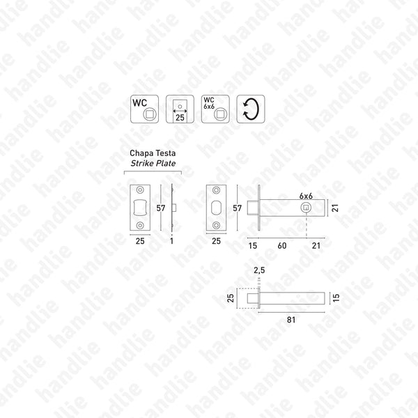 T.1509.6.02 - Tubular deadbolt Follower 6mm - Stainless Steel