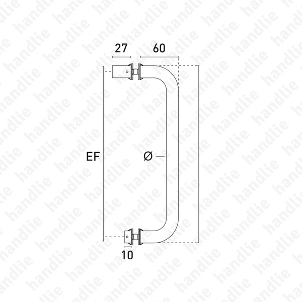 A.IN.8326 - Single pull handle for doors  - STAINLESS STEEL
