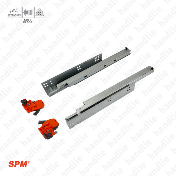 COR.818 - Concealed slides for drawers / Full extension slide / 30Kg