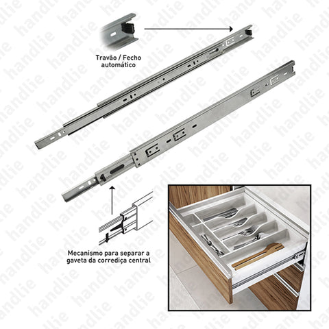 COR.A48.2L - Ball bearing slides for drawers - A48 / Full extension slide / 40Kg (pair)