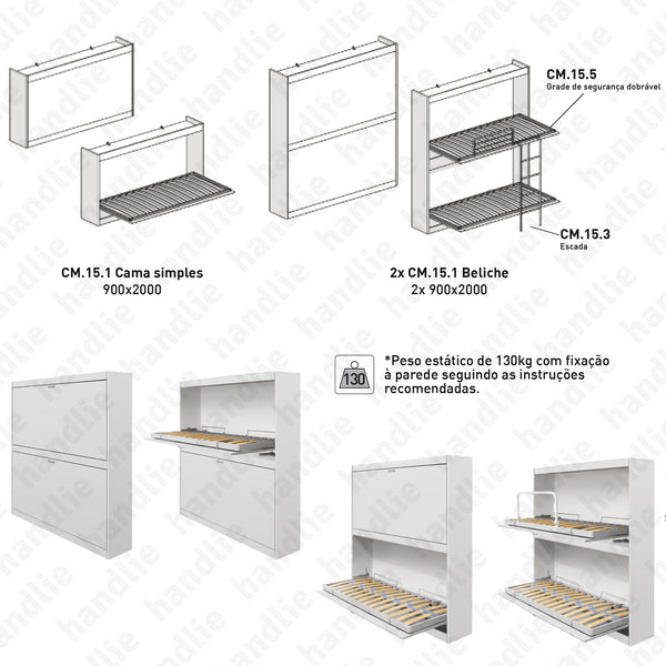 CM.15.1 - System for folding bed - Horizontal (Bunk bed option)